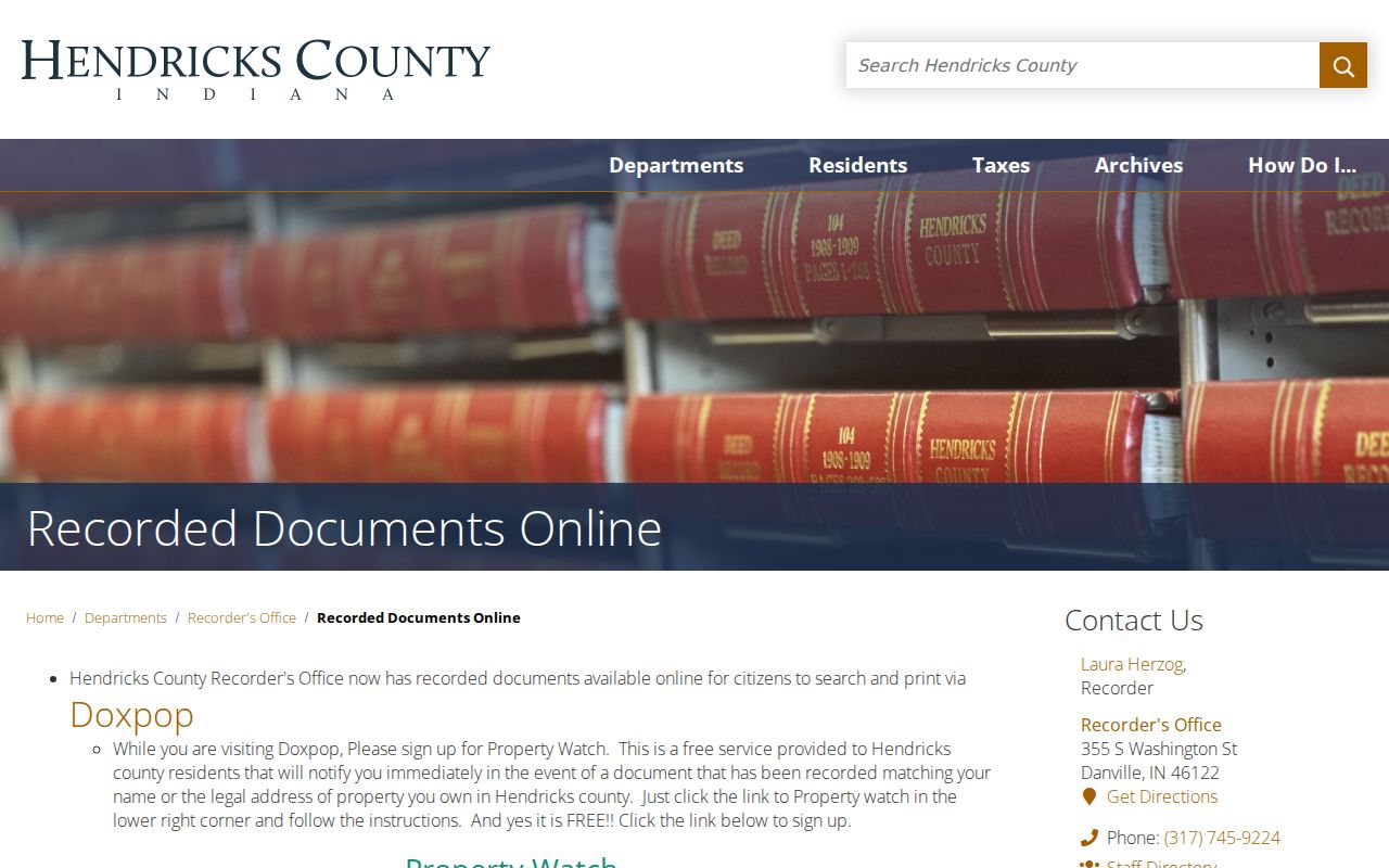Brownsburg street directory county recorded documents page